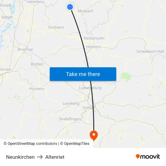 Neunkirchen to Altenriet map