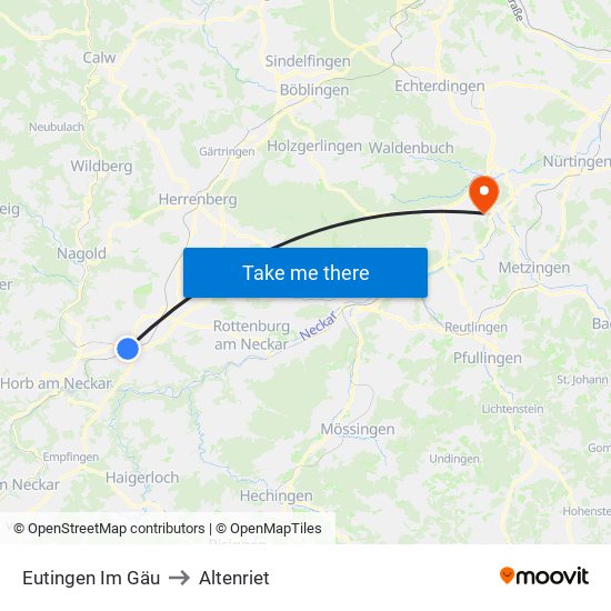 Eutingen Im Gäu to Altenriet map