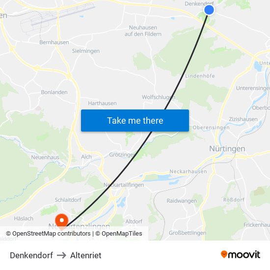Denkendorf to Altenriet map