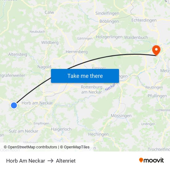 Horb Am Neckar to Altenriet map