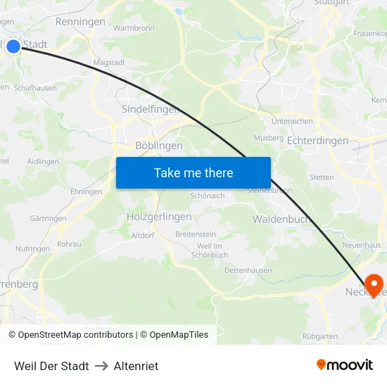 Weil Der Stadt to Altenriet map