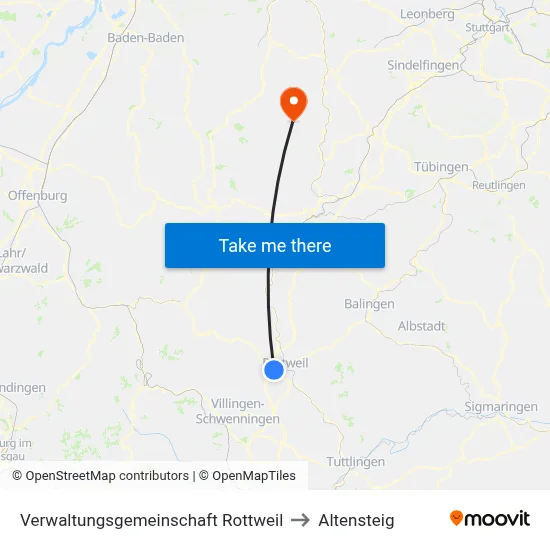 Verwaltungsgemeinschaft Rottweil to Altensteig map