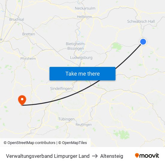 Verwaltungsverband Limpurger Land to Altensteig map