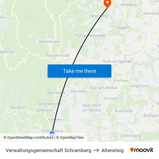 Verwaltungsgemeinschaft Schramberg to Altensteig map