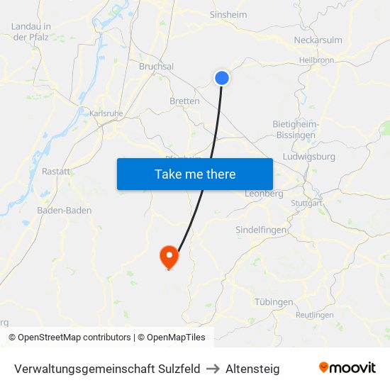 Verwaltungsgemeinschaft Sulzfeld to Altensteig map