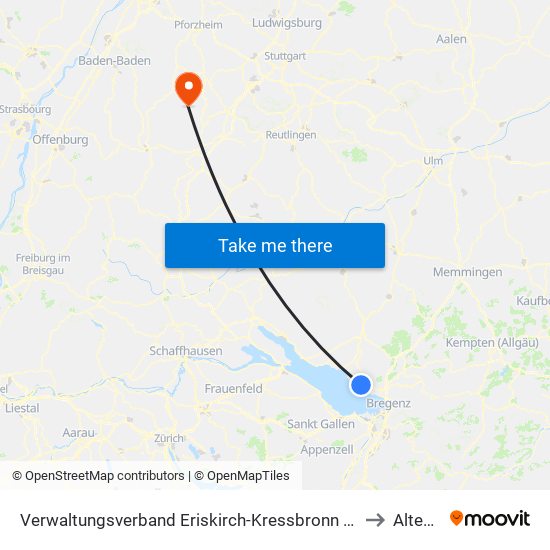 Verwaltungsverband Eriskirch-Kressbronn am Bodensee-Langenargen to Altensteig map