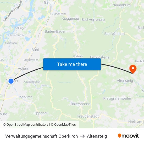 Verwaltungsgemeinschaft Oberkirch to Altensteig map