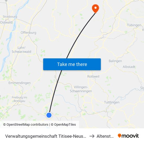 Verwaltungsgemeinschaft Titisee-Neustadt to Altensteig map