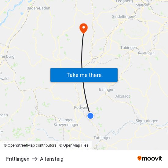 Frittlingen to Altensteig map