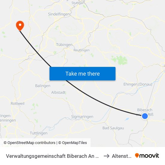 Verwaltungsgemeinschaft Biberach An Der Riß to Altensteig map