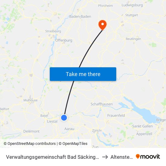 Verwaltungsgemeinschaft Bad Säckingen to Altensteig map