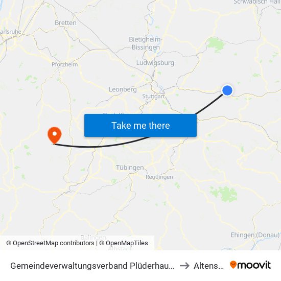 Gemeindeverwaltungsverband Plüderhausen-Urbach to Altensteig map