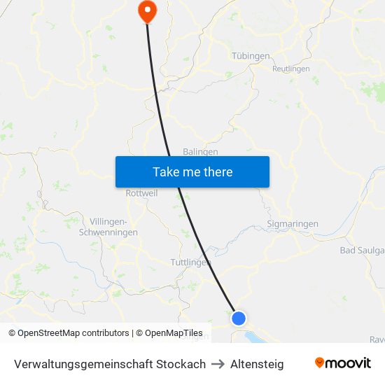 Verwaltungsgemeinschaft Stockach to Altensteig map