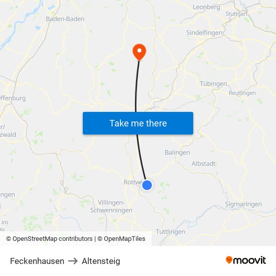 Feckenhausen to Altensteig map