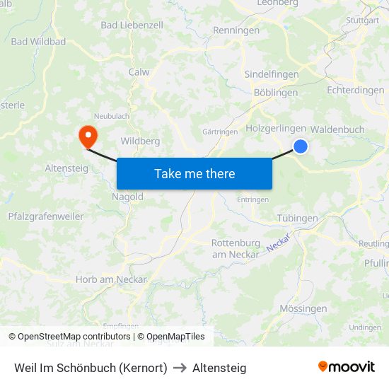 Weil Im Schönbuch (Kernort) to Altensteig map