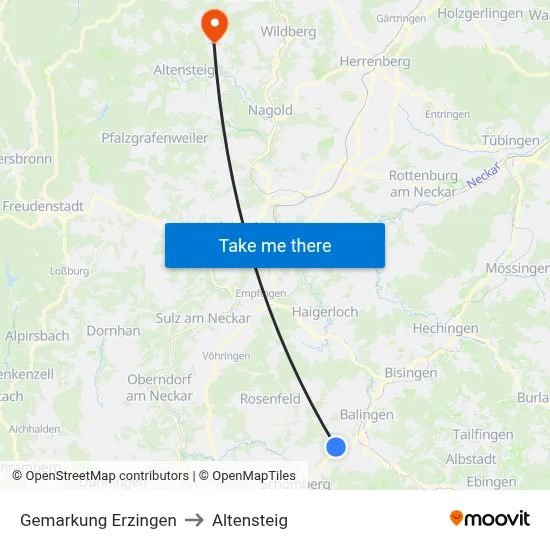Gemarkung Erzingen to Altensteig map