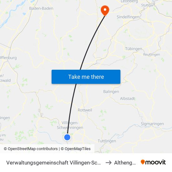 Verwaltungsgemeinschaft Villingen-Schwenningen to Althengstett map