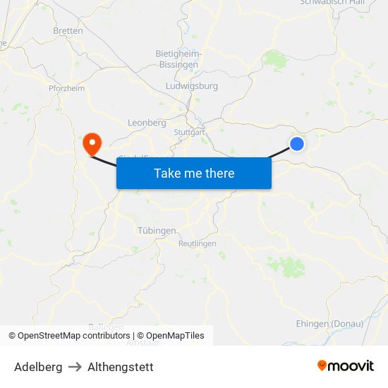 Adelberg to Althengstett map