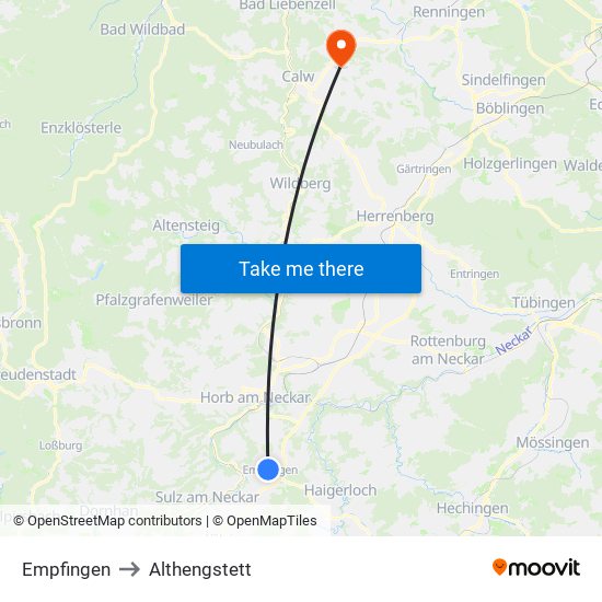 Empfingen to Althengstett map
