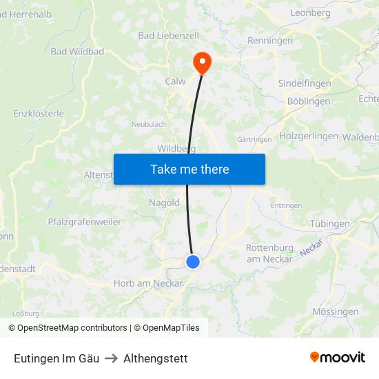 Eutingen Im Gäu to Althengstett map