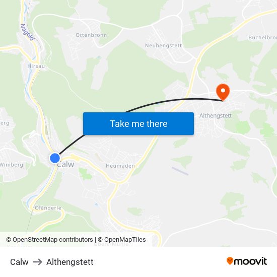 Calw to Althengstett map