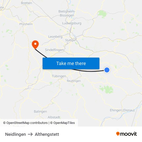 Neidlingen to Althengstett map