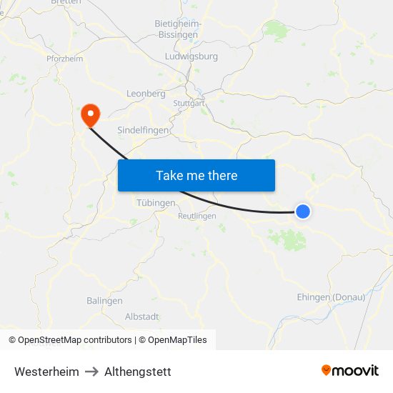 Westerheim to Althengstett map