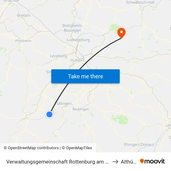 Verwaltungsgemeinschaft Rottenburg am Neckar to Althütte map