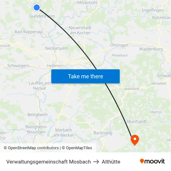 Verwaltungsgemeinschaft Mosbach to Althütte map