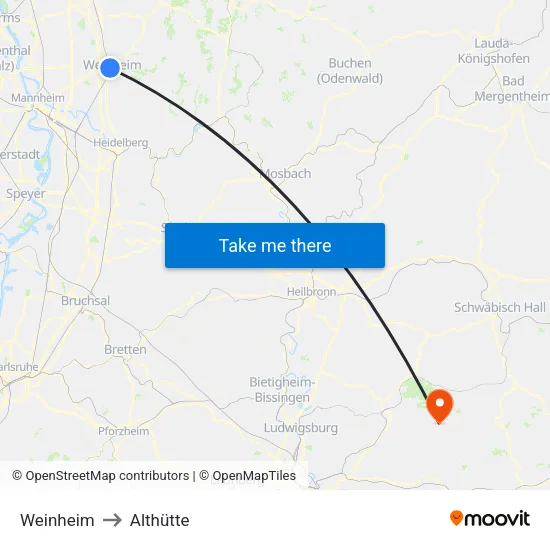 Weinheim to Althütte map