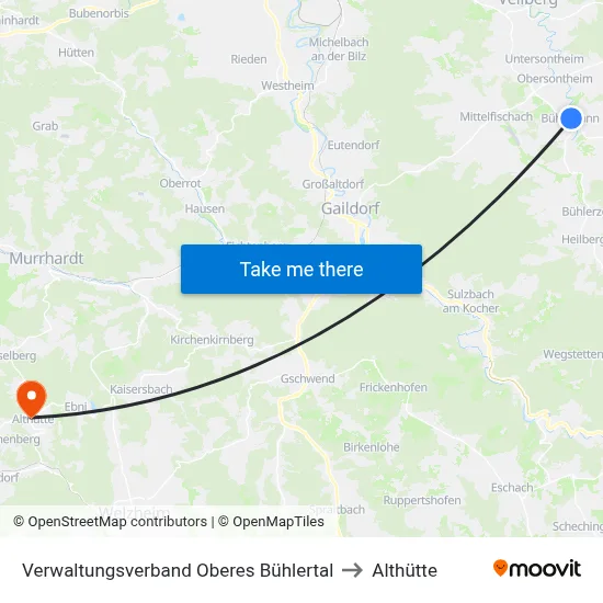 Verwaltungsverband Oberes Bühlertal to Althütte map