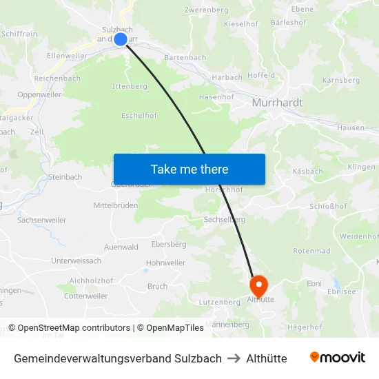 Gemeindeverwaltungsverband Sulzbach to Althütte map