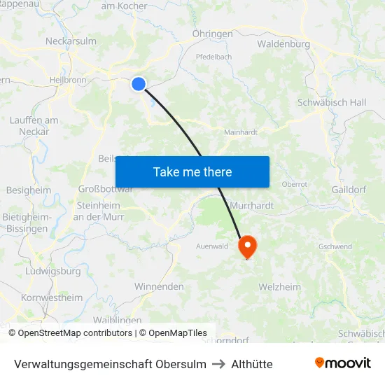 Verwaltungsgemeinschaft Obersulm to Althütte map