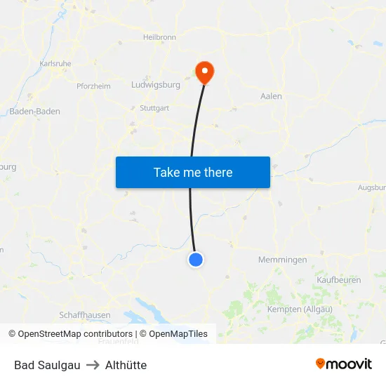 Bad Saulgau to Althütte map