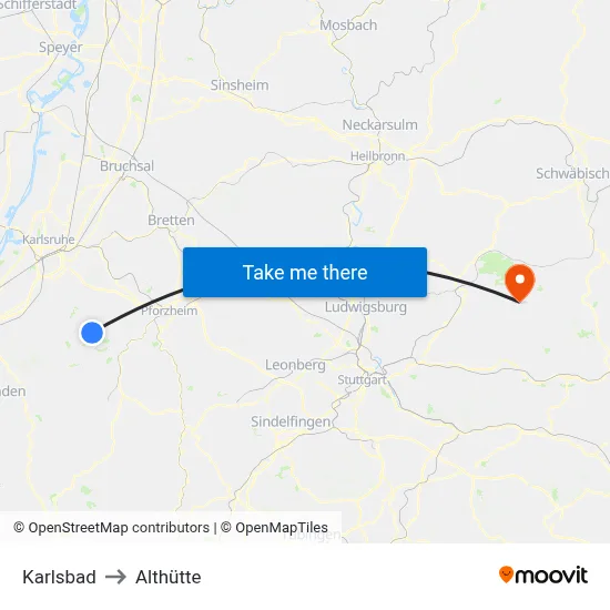 Karlsbad to Althütte map