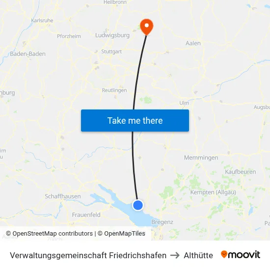 Verwaltungsgemeinschaft Friedrichshafen to Althütte map