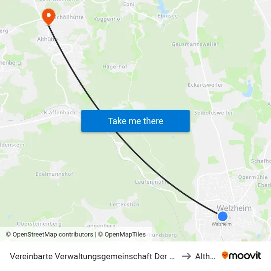 Vereinbarte Verwaltungsgemeinschaft Der Stadt Welzheim to Althütte map