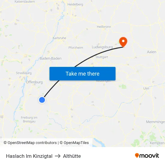 Haslach Im Kinzigtal to Althütte map