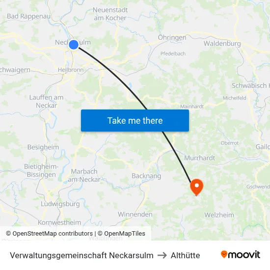Verwaltungsgemeinschaft Neckarsulm to Althütte map