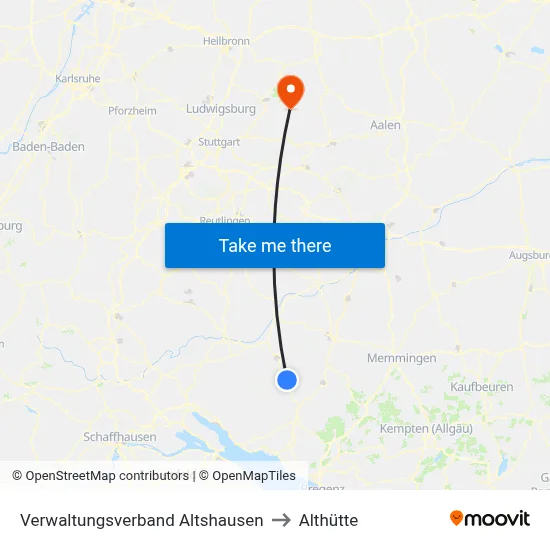 Verwaltungsverband Altshausen to Althütte map