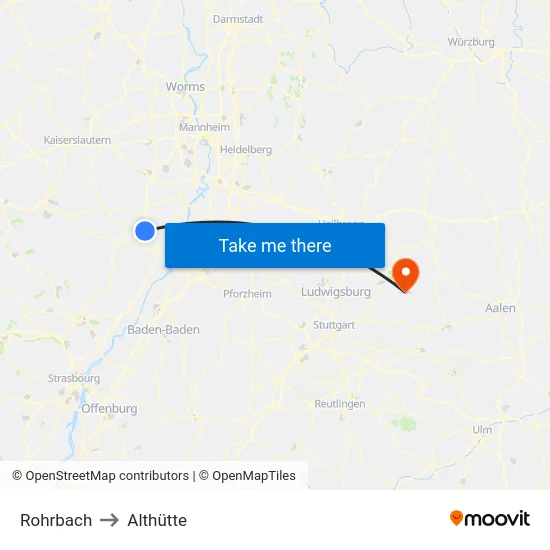 Rohrbach to Althütte map