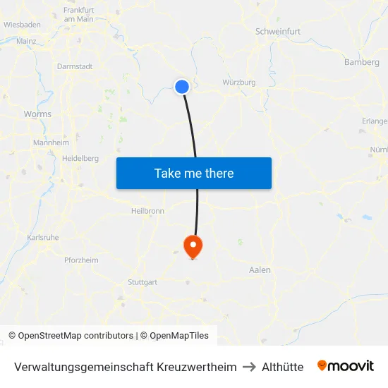 Verwaltungsgemeinschaft Kreuzwertheim to Althütte map