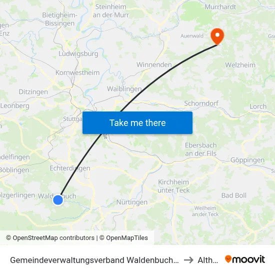 Gemeindeverwaltungsverband Waldenbuch/Steinenbronn to Althütte map