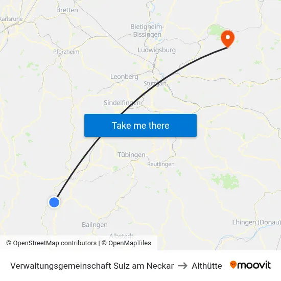 Verwaltungsgemeinschaft Sulz am Neckar to Althütte map