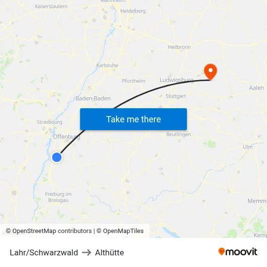 Lahr/Schwarzwald to Althütte map