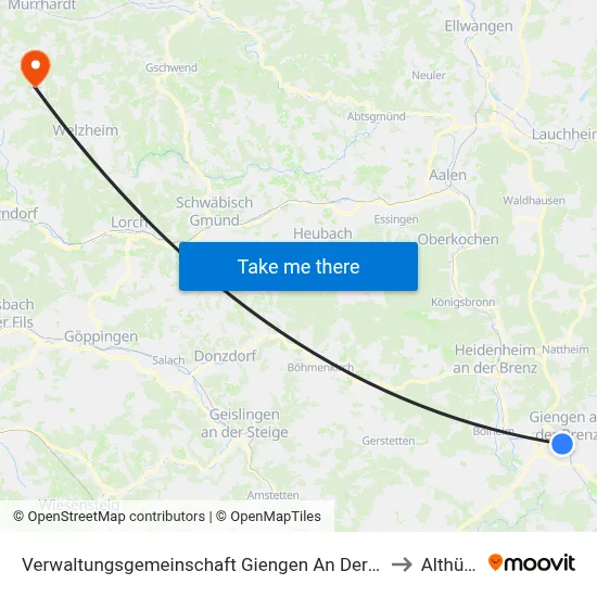 Verwaltungsgemeinschaft Giengen An Der Brenz to Althütte map