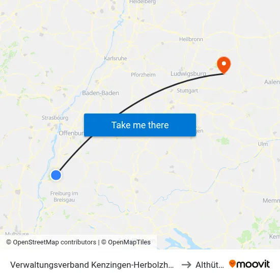 Verwaltungsverband Kenzingen-Herbolzheim to Althütte map