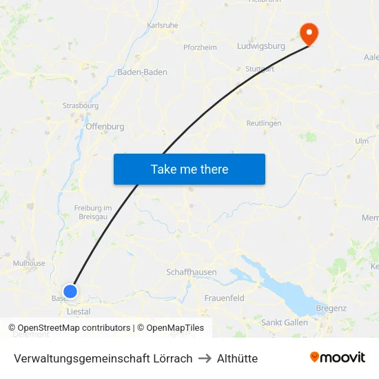 Verwaltungsgemeinschaft Lörrach to Althütte map