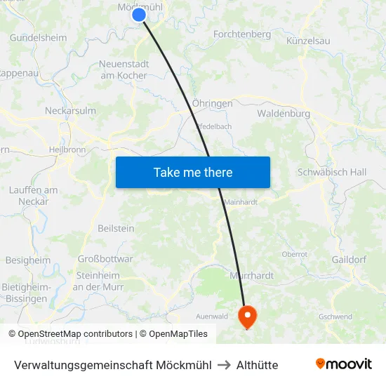 Verwaltungsgemeinschaft Möckmühl to Althütte map