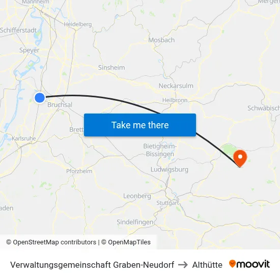 Verwaltungsgemeinschaft Graben-Neudorf to Althütte map